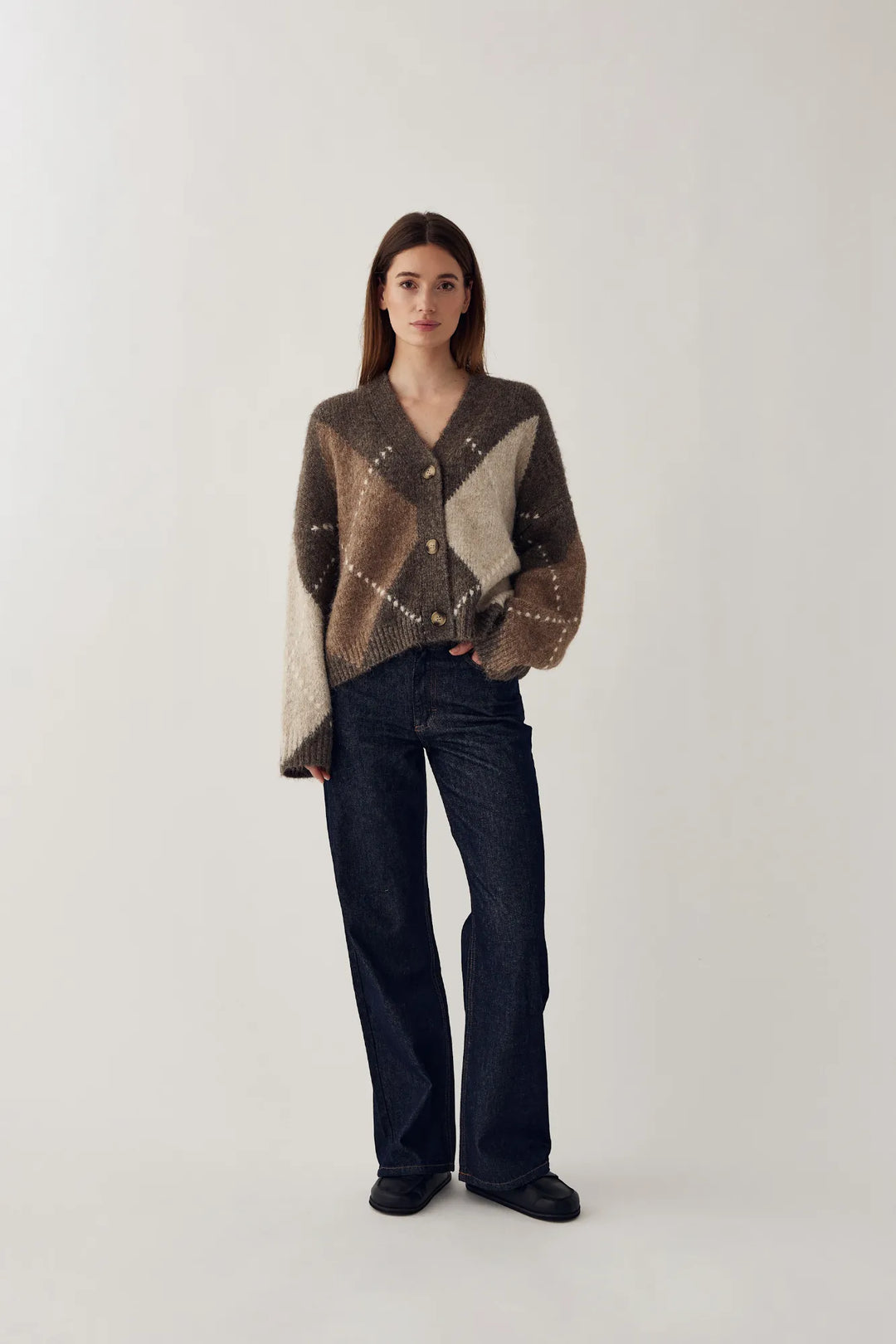 Laiana Knit Cardigan Ash Brown Mix
