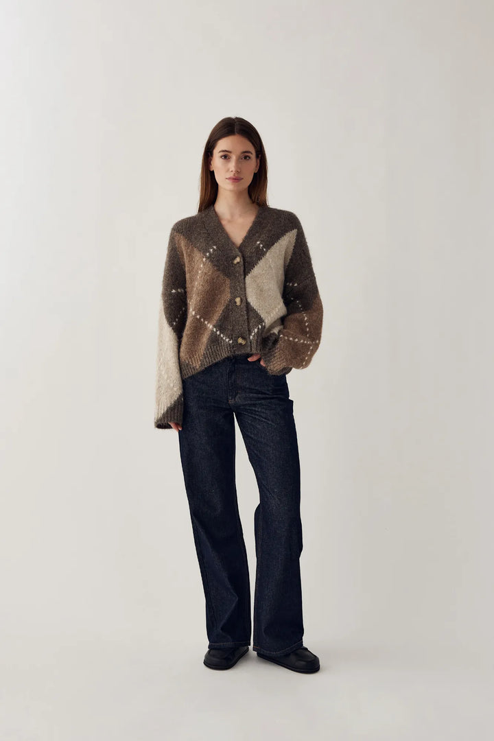 Laiana Knit Cardigan Ash Brown Mix