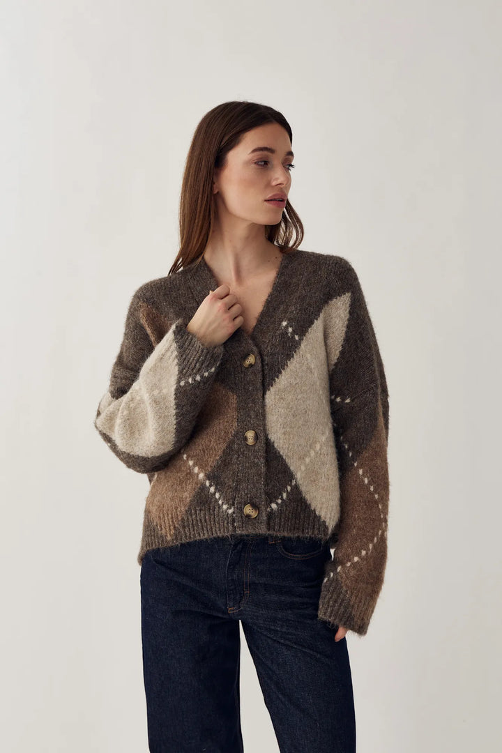 Laiana Knit Cardigan Ash Brown Mix