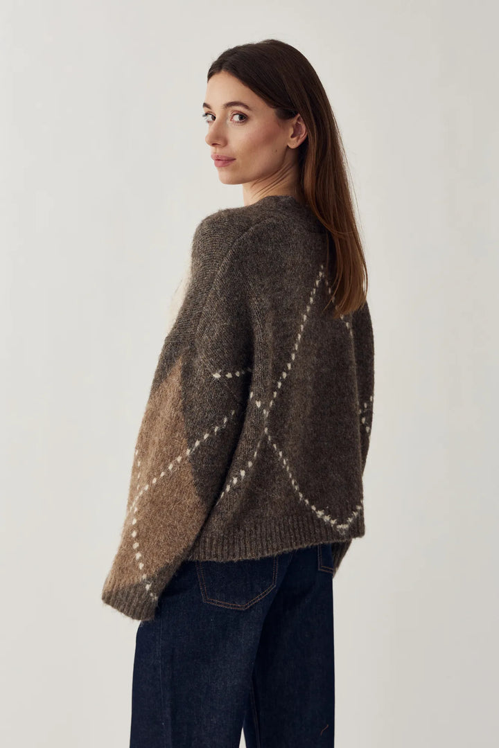 Laiana Knit Cardigan Ash Brown Mix