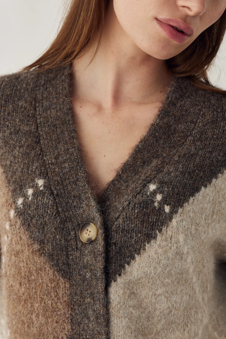 Laiana Knit Cardigan Ash Brown Mix