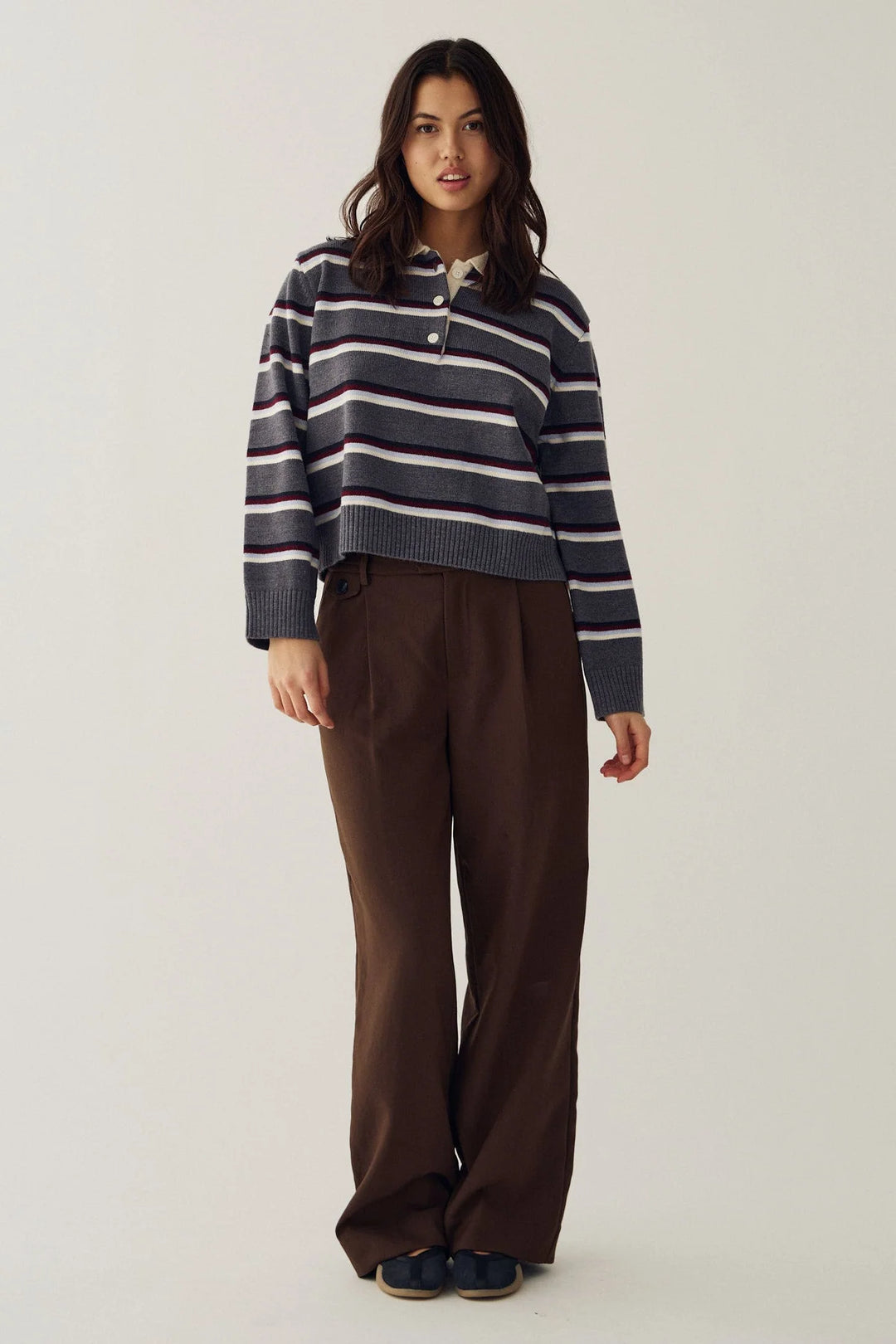 Merryll Knit Delissa Grey Stripe