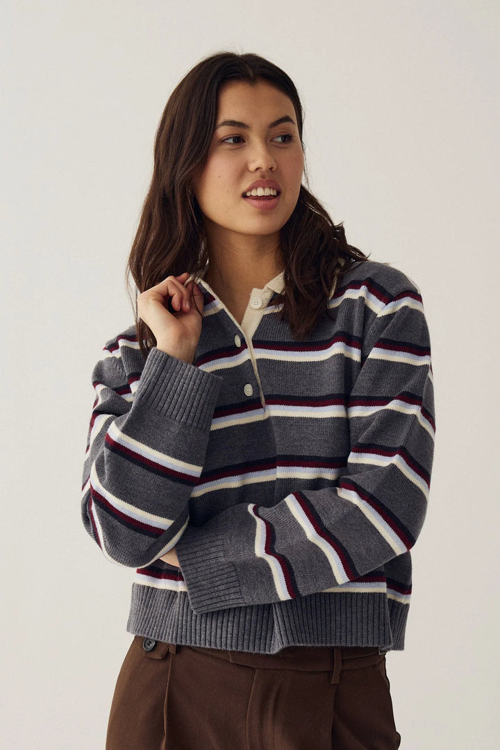Merryll Knit Delissa Grey Stripe