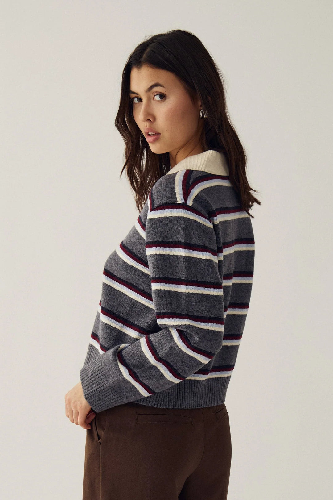 Merryll Knit Delissa Grey Stripe