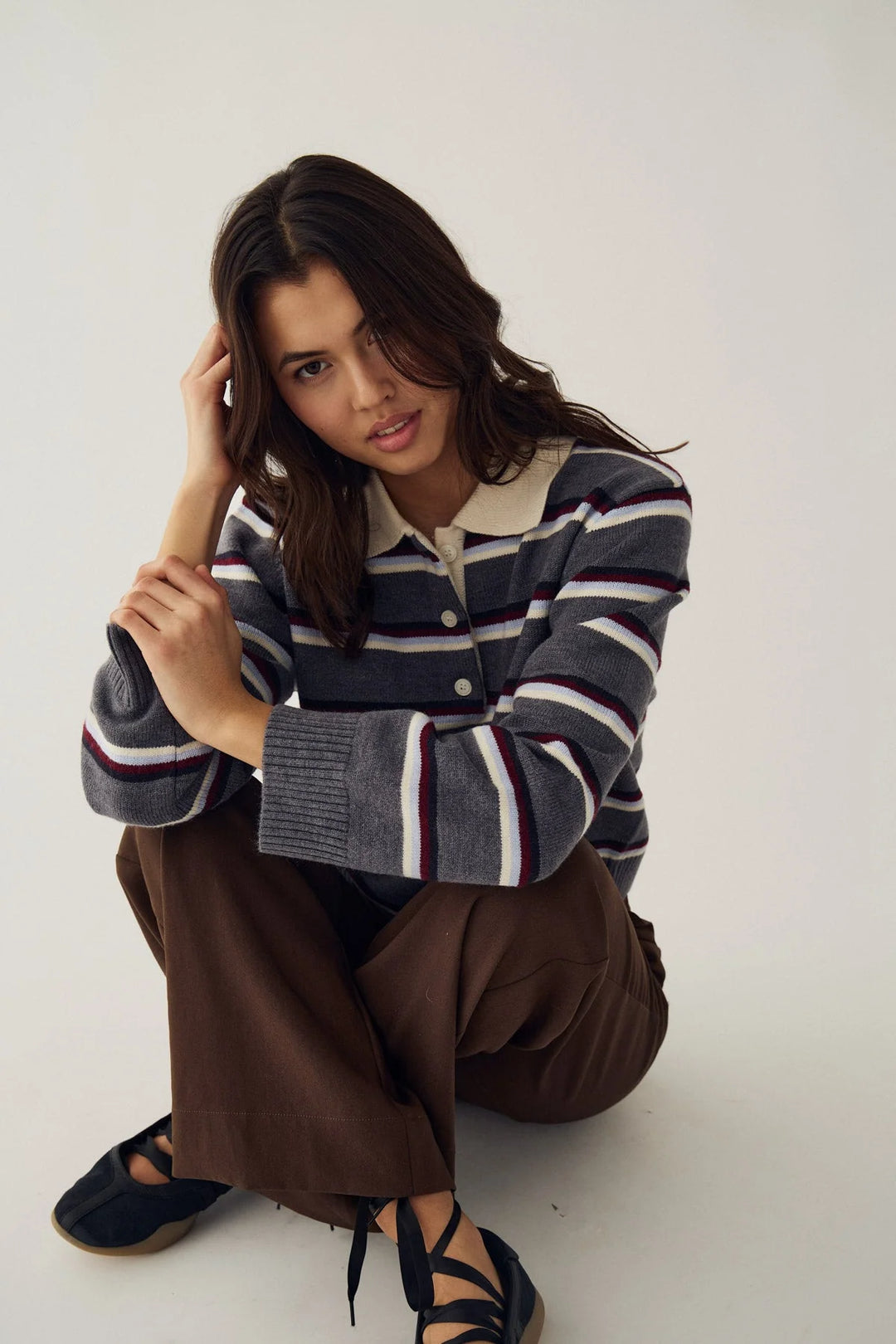 Merryll Knit Delissa Grey Stripe