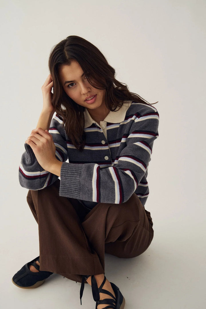 Merryll Knit Delissa Grey Stripe