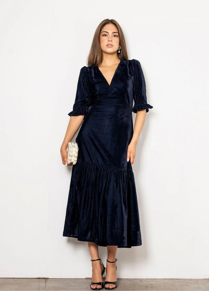 Ophelia Dress Velvet Blue Sapphire
