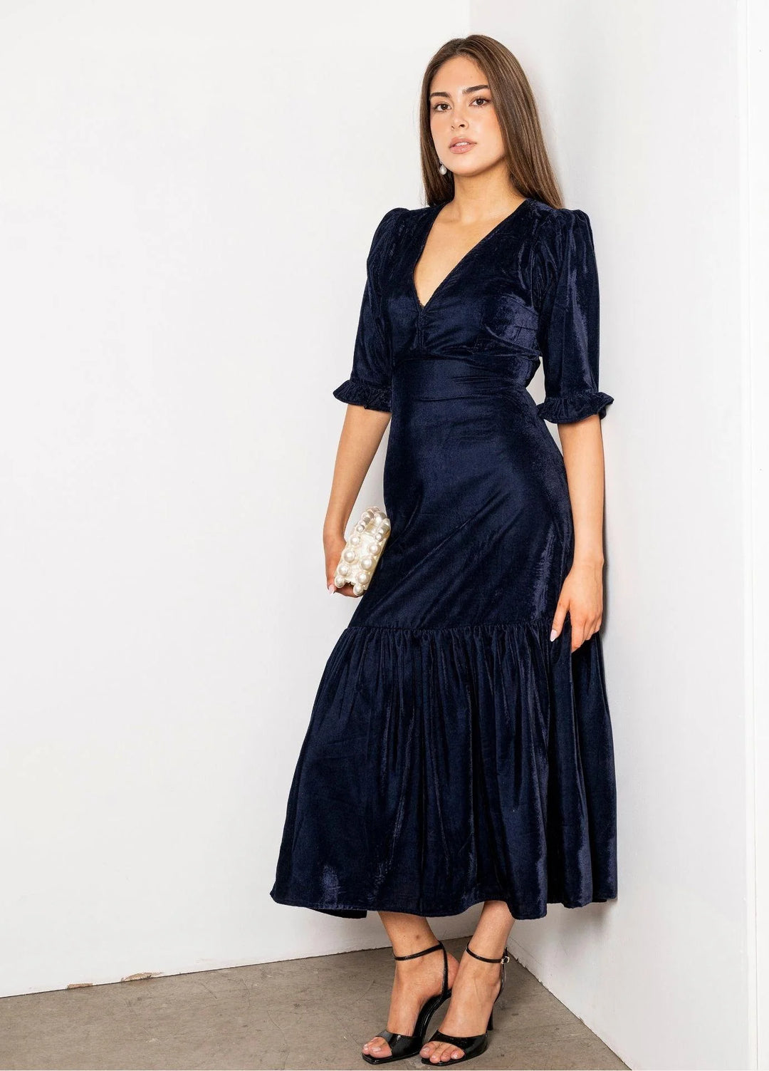 Ophelia Dress Velvet Blue Sapphire