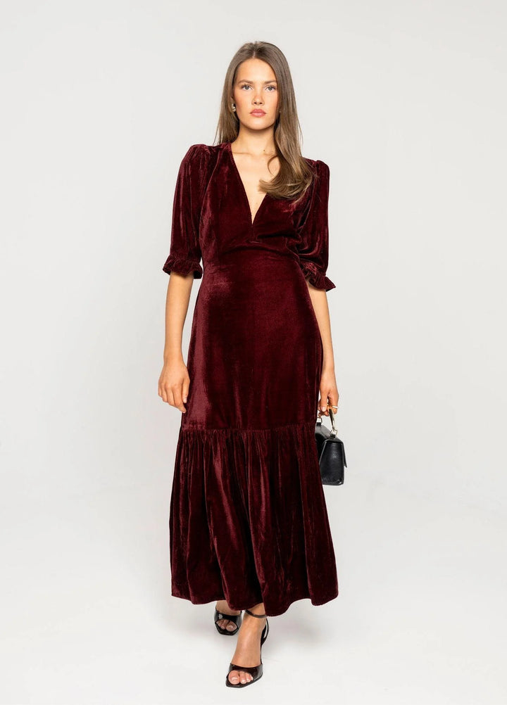 Ophelia Dress Velvet Bordeaux