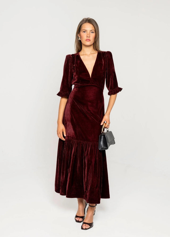 Ophelia Dress Velvet Bordeaux