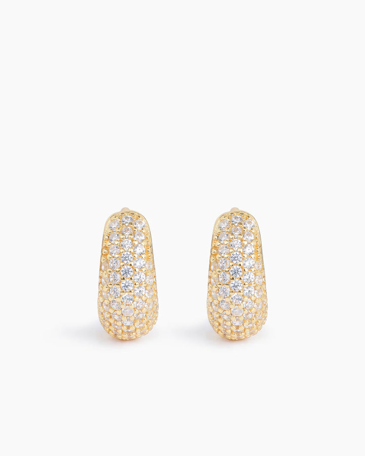 Pave Dome Huggies Gold