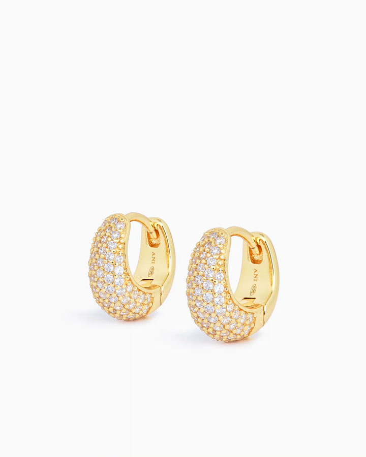 Pave Dome Huggies Gold