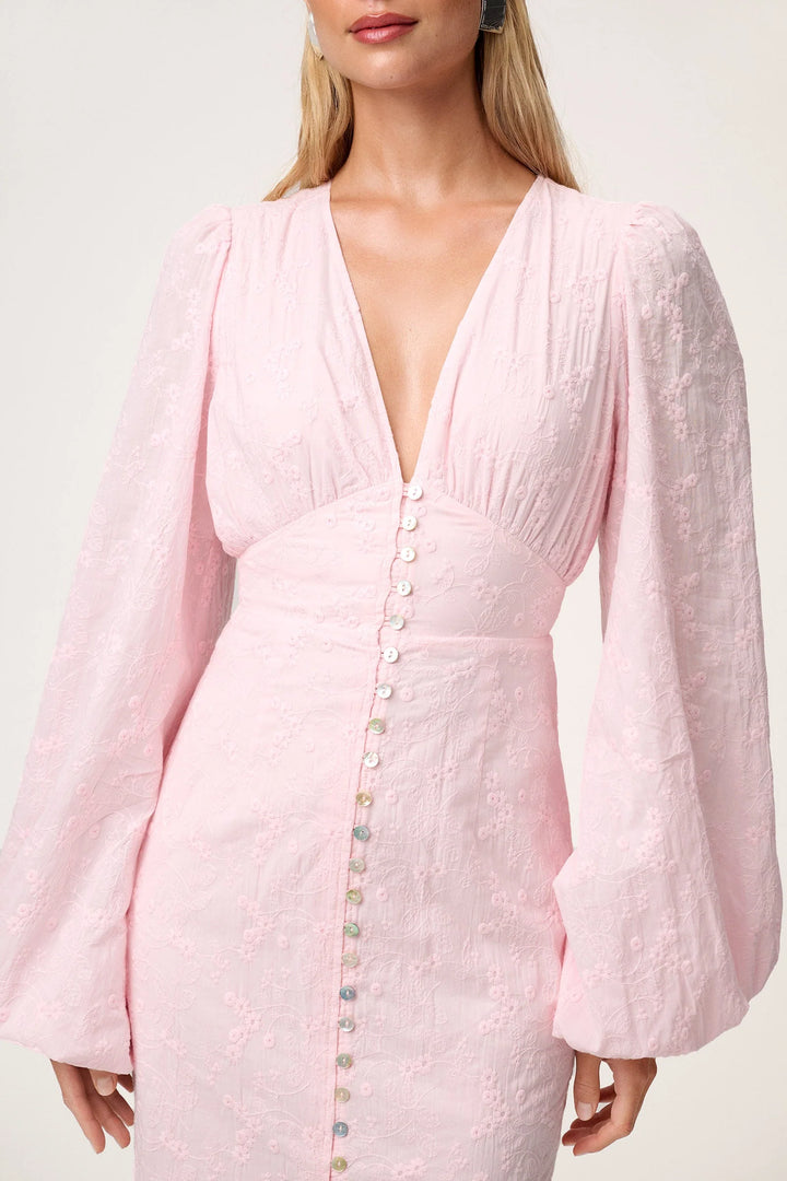 Positano Dress Pink Embroidery