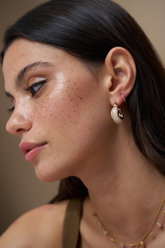 Resin & Molten Detail Hoop Earrings 18K Gold