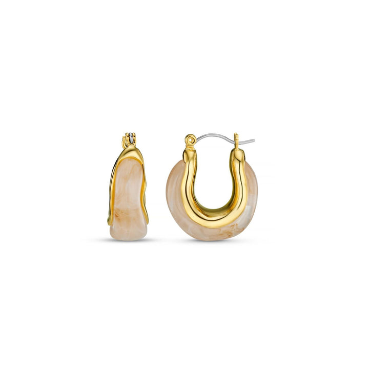 Resin & Molten Detail Hoop Earrings 18K Gold
