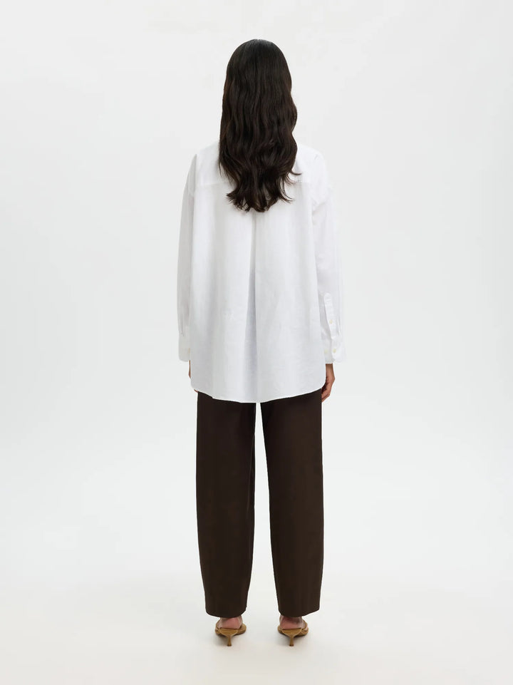 Cleo Oversize Linen Blend Shirt Bright White