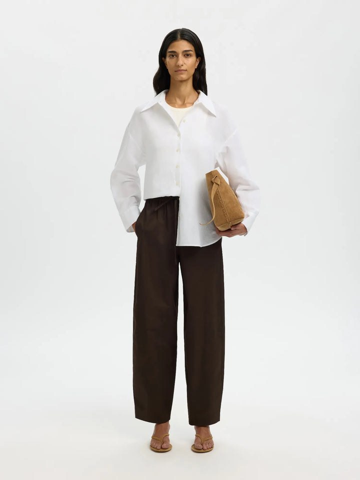 Cleo Oversize Linen Blend Shirt Bright White