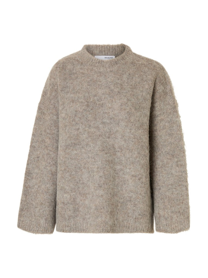 Gabriella Ls Knit New O-Neck Steel Gray Melange