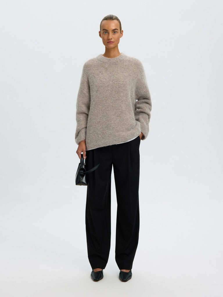 Gabriella Ls Knit New O-Neck Steel Gray Melange