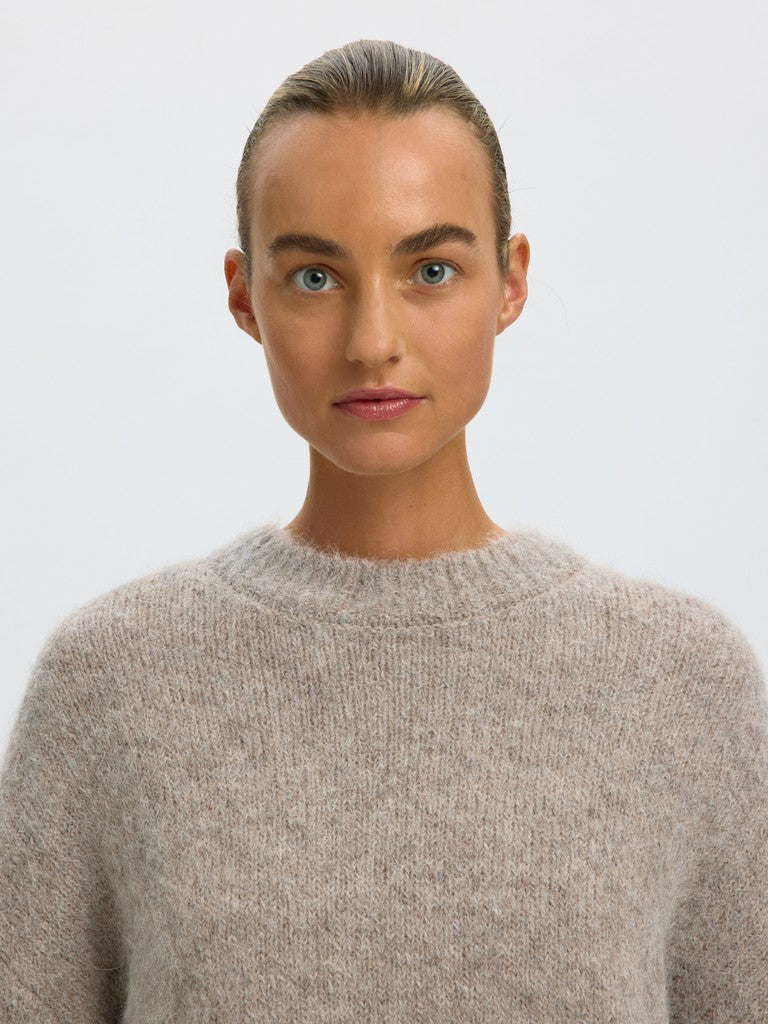 Gabriella Ls Knit New O-Neck Steel Gray Melange