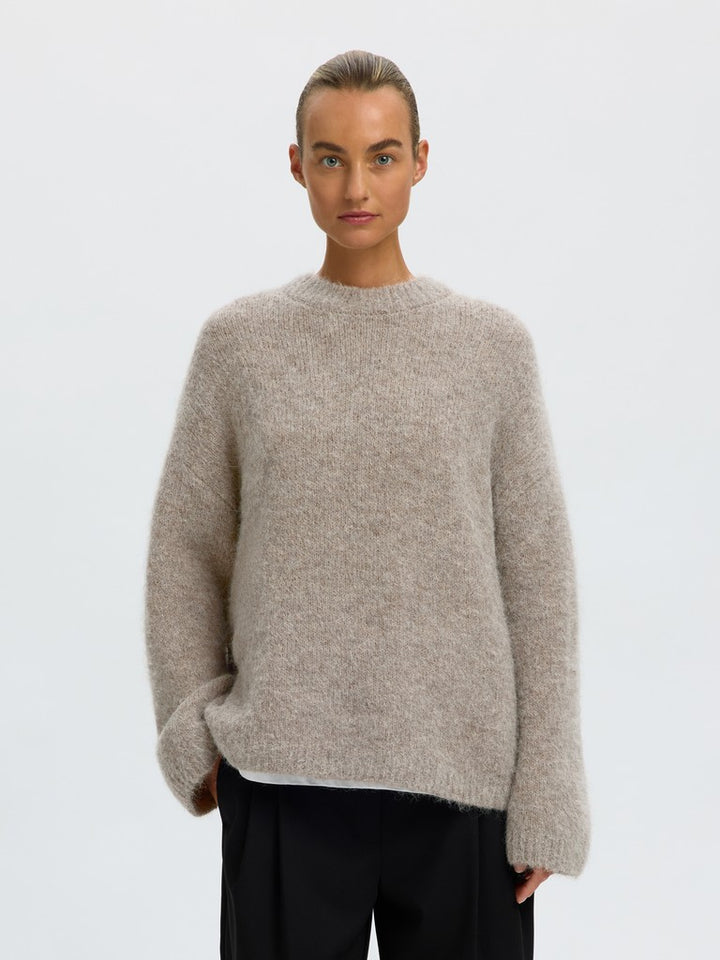 Gabriella Ls Knit New O-Neck Steel Gray Melange