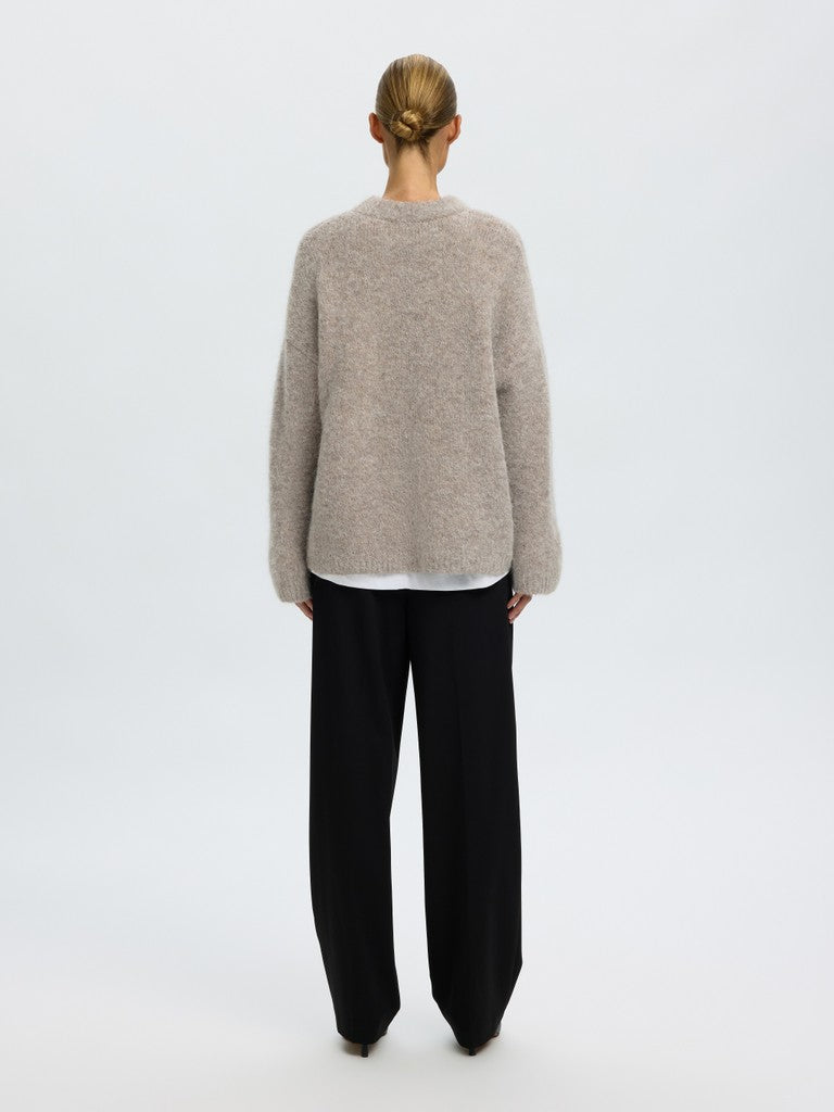 Gabriella Ls Knit New O-Neck Steel Gray Melange