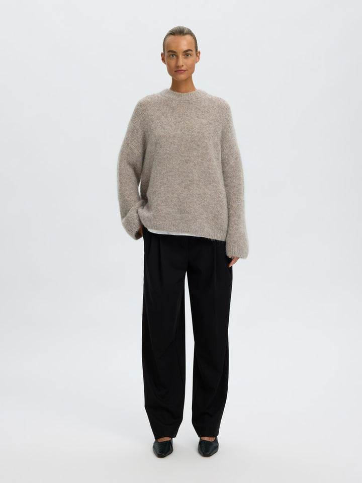 Gabriella Ls Knit New O-Neck Steel Gray Melange