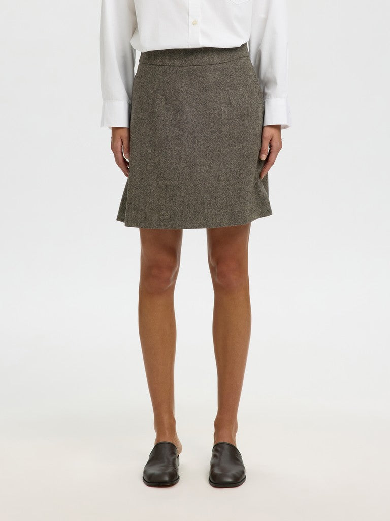 Reeda Wool Blend Hw Short Skirt Brownie Structure
