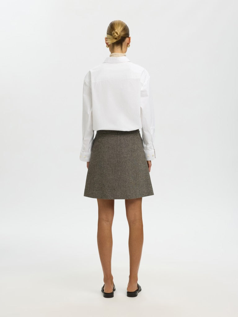 Reeda Wool Blend Hw Short Skirt Brownie Structure