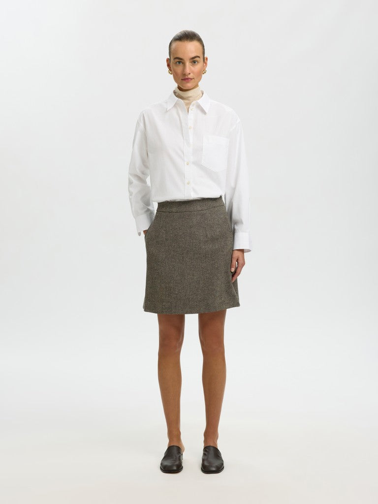Reeda Wool Blend Hw Short Skirt Brownie Structure