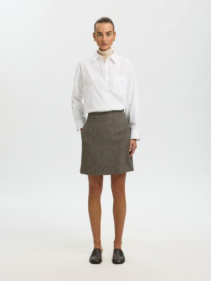 Reeda Wool Blend Hw Short Skirt Brownie Structure