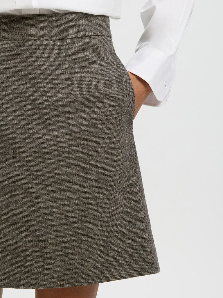 Reeda Wool Blend Hw Short Skirt Brownie Structure