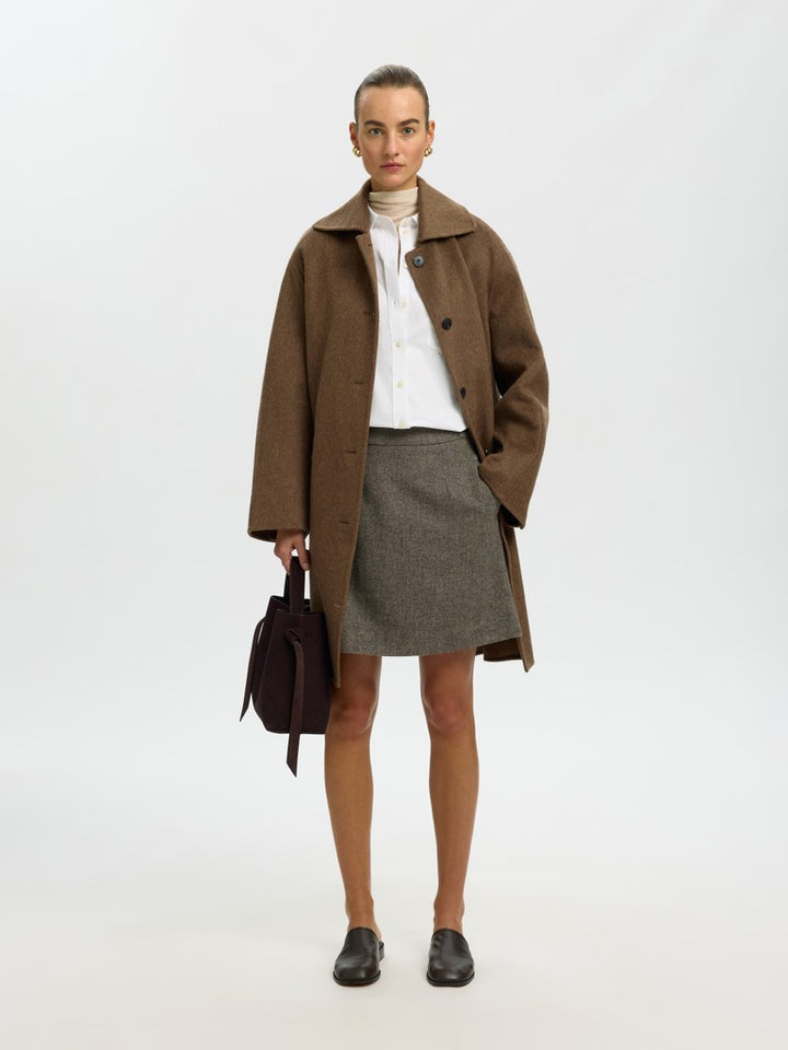 Reeda Wool Blend Hw Short Skirt Brownie Structure