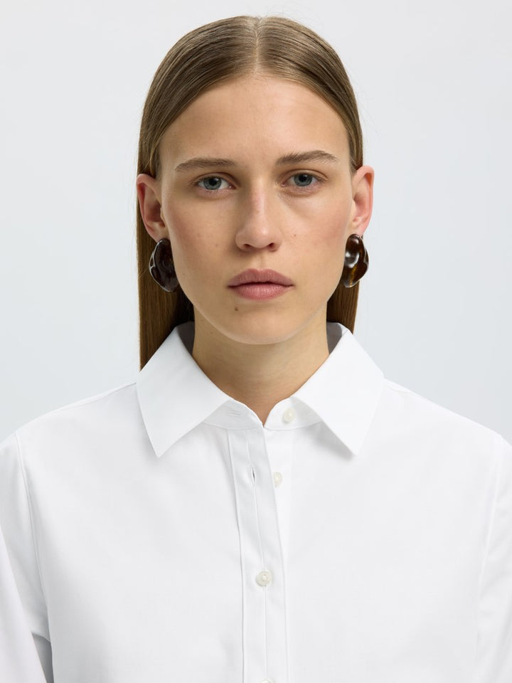 Ester Slim Ls Barrel Sleeve Shirt Bright White