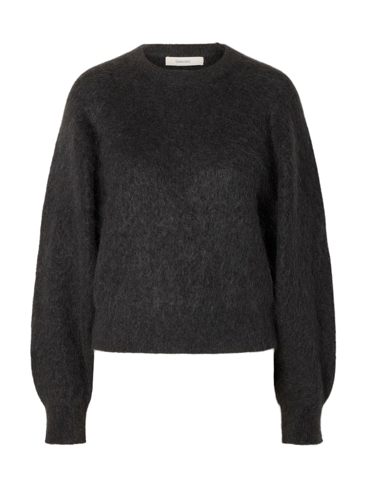 Mira Ls Knit Short O-Neck Asphalt