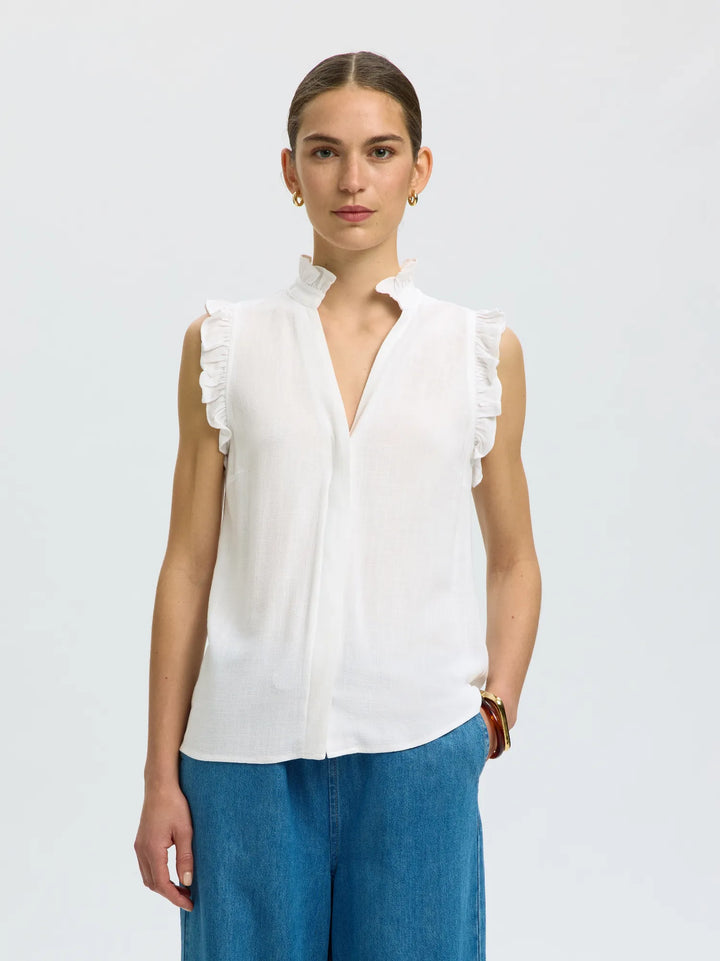 Viva Sl Sun Ruffle Top Snow White