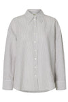 Cleo Oversize Linen Blend Shirt Bright White Chocolate Chip