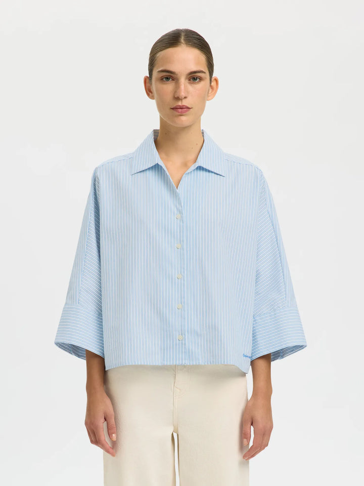 Ester Oversize 3/4 Shirt Malibu Blue Stripe