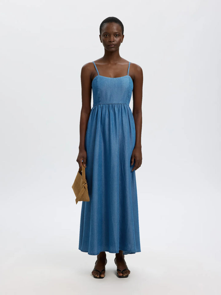 Janna Regular Sl Ankle Dress Medium Blue Denim