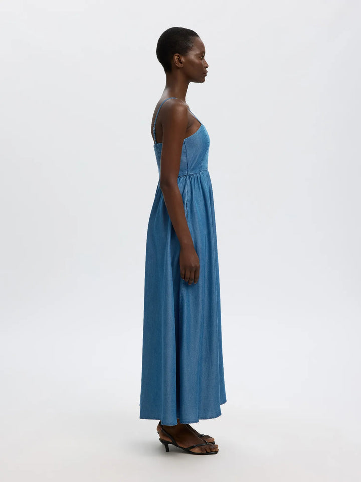 Janna Regular Sl Ankle Dress Medium Blue Denim