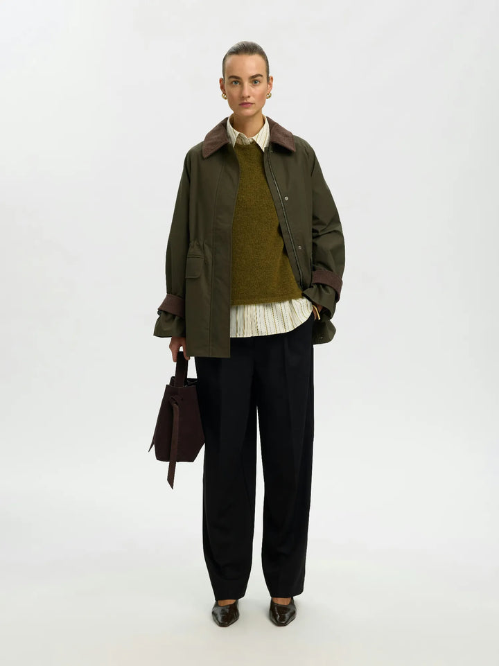 Lulu New Ls Knit O-Neck Fir Green Melange
