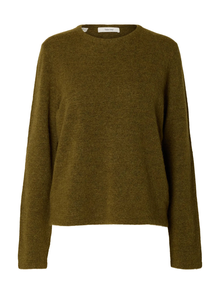 Lulu New Ls Knit O-Neck Fir Green Melange