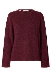 Lulu New Ls Knit O-Neck Tawny Port Melange