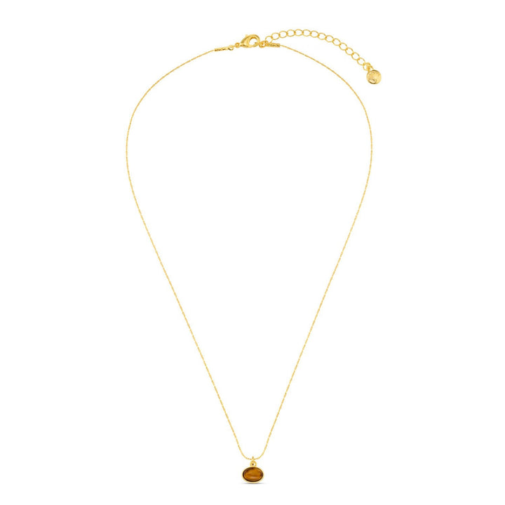 Sp Tigers Eye Charm Necklace 18K Gold