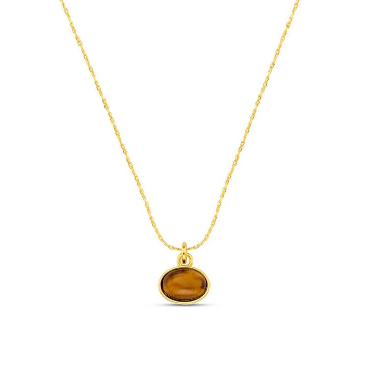Sp Tigers Eye Charm Necklace 18K Gold
