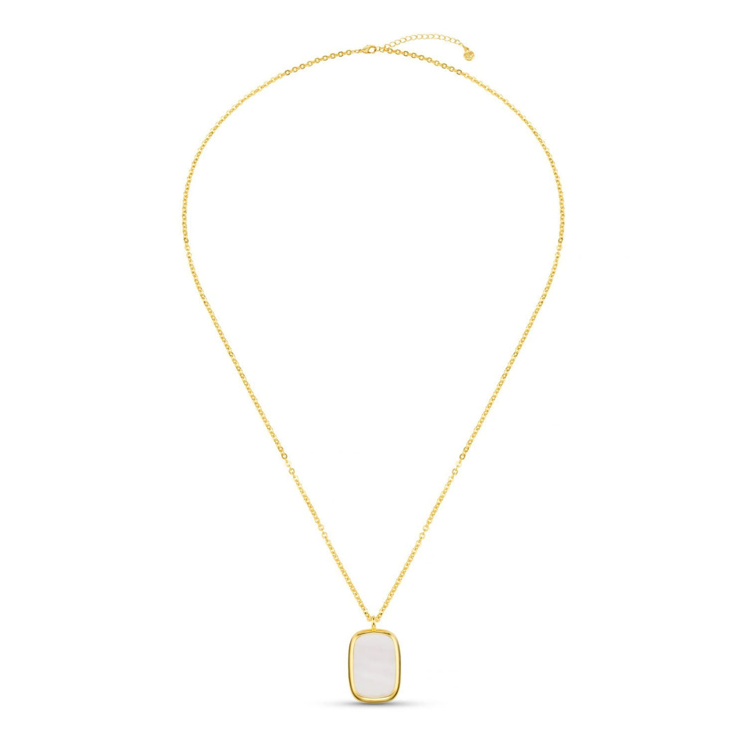 Statement Mother Of Pearl Long Pendant Necklace 18K Gold