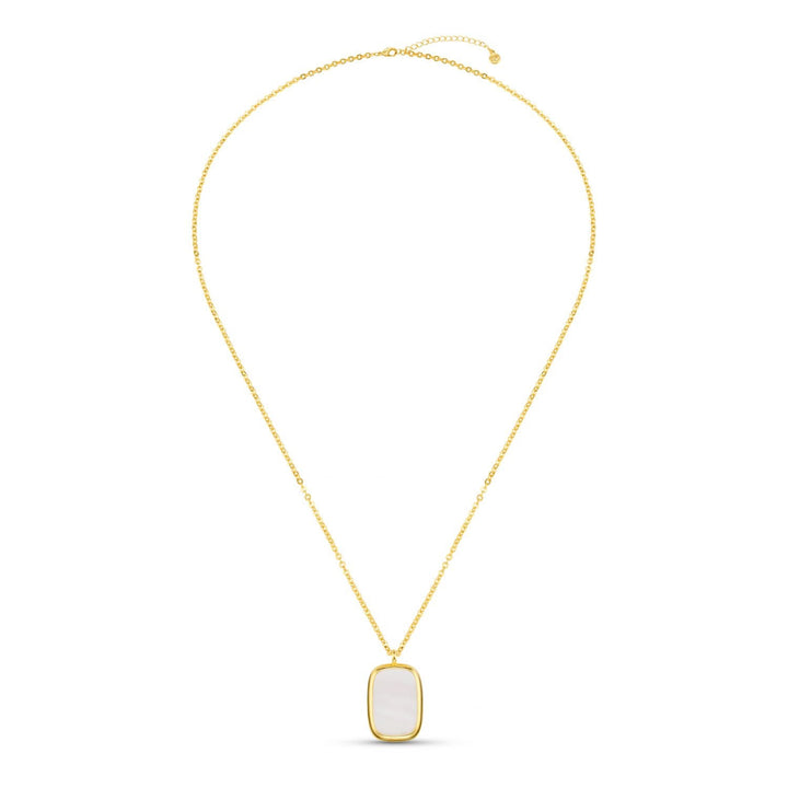 Statement Mother Of Pearl Long Pendant Necklace 18K Gold