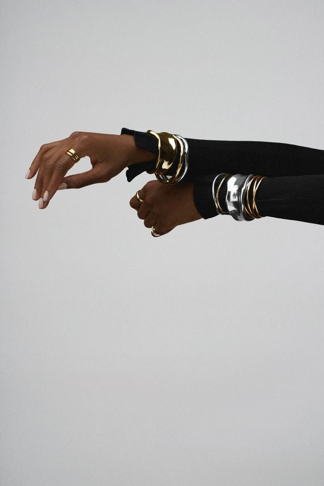Statement Organic Molten Metal Cuff Silver