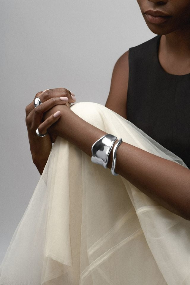 Statement Organic Molten Metal Cuff Silver
