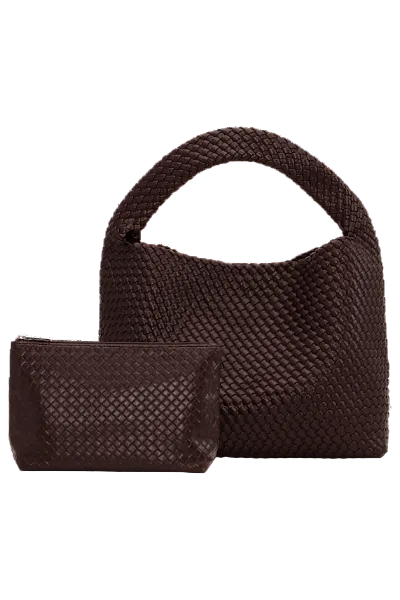 Woven Daily Shopper + Pouch Brown
